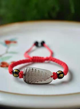 冰种黑曜石手绳手链文昌塔钥匙扣