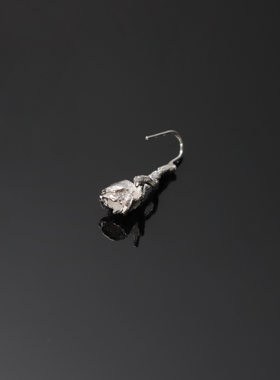 URTY  小玫瑰 s930纯银手工立体玫瑰简约百搭耳钩耳饰