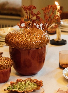 葡萄牙陶瓷松果储物罐摆件