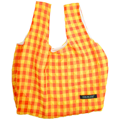 HIDDENNOTES/小众背心包 春夏橙色野餐手提包 棋盘格手提包 3背法 - 图3