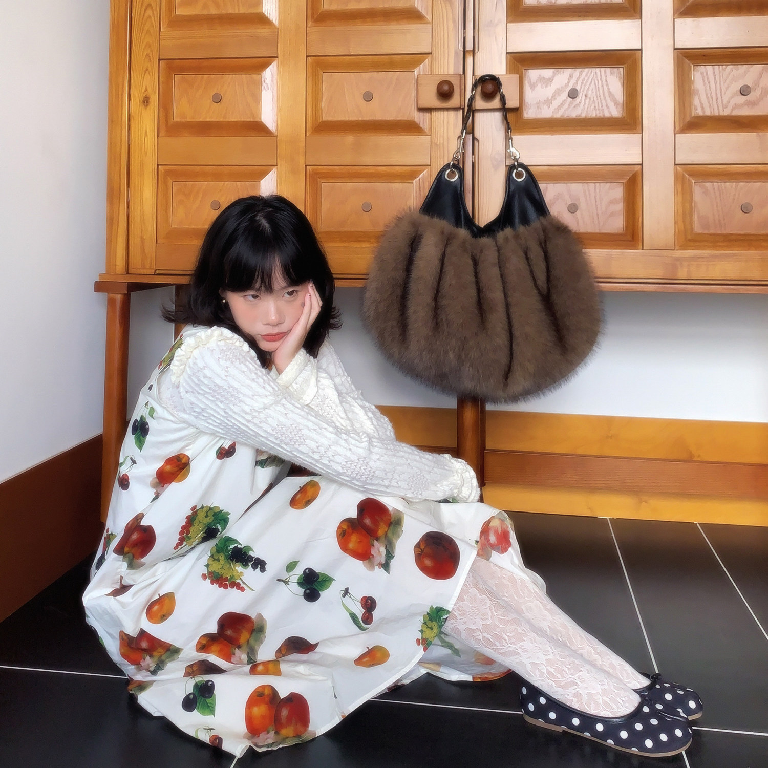 HIDDENNOTES/秋冬限定 奈奈风千禧复古单肩包 仿狐狸毛贝壳包 3色,淘宝优惠券,粉丝福利购,淘宝优惠卷