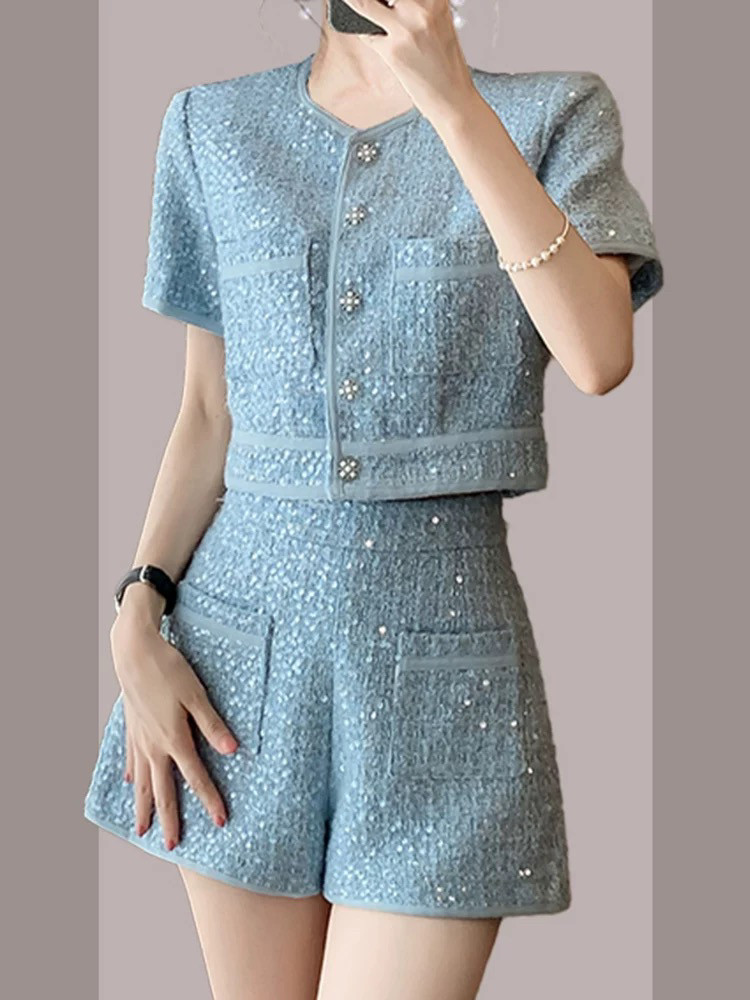 高级感小香风短裤套装女夏季气质名媛高端韩系小个子穿搭一整套,淘宝优惠券,粉丝福利购,淘宝优惠卷