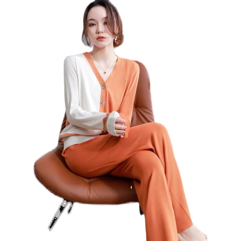 冰丝针织衫女开衫外套春秋新款韩版时尚气质运动套装女两件套,淘宝优惠券,粉丝福利购,淘宝优惠卷