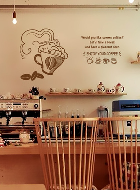 创意手绘蛋糕店西餐厅橱窗墙贴纸