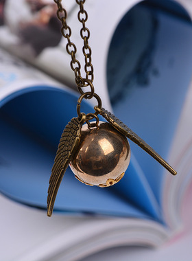 snitch gold necklace哈利波特与死亡圣器 金色飞贼项链复古周边