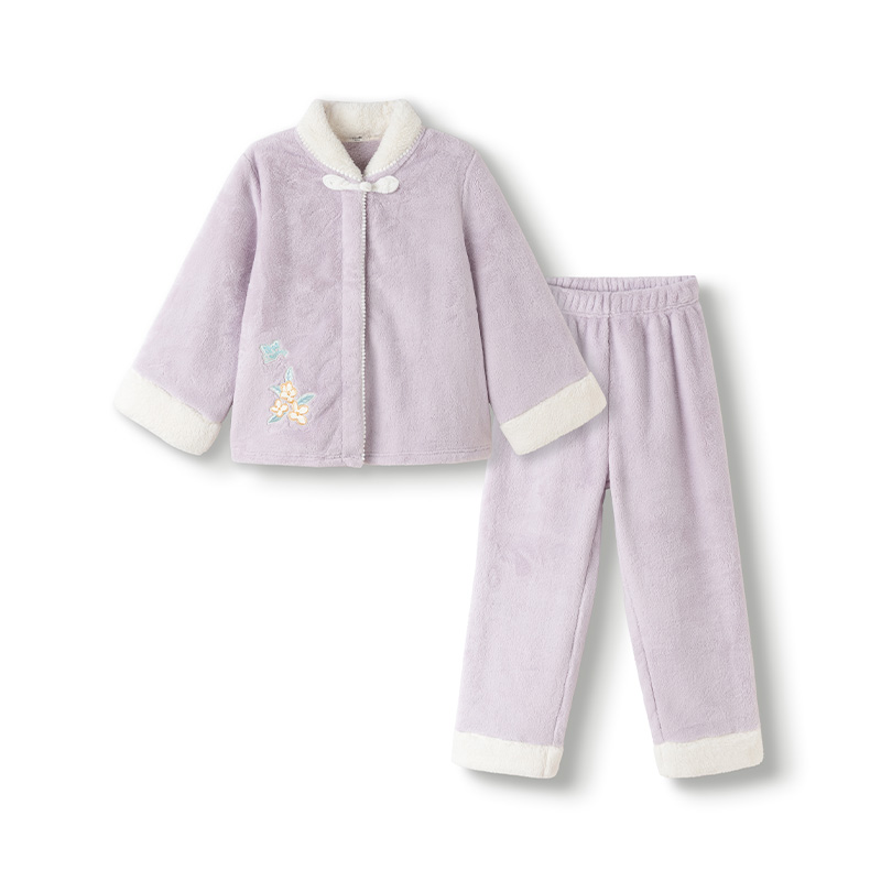 巴拉巴拉女童睡衣套装加厚法兰绒保暖家居服国风2025冬装新款童装 - 图3