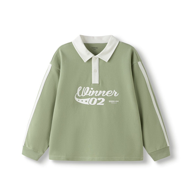 巴拉巴拉男童长袖t恤儿童华夫格卫衣大童Polo衫上衣2025秋季新款5