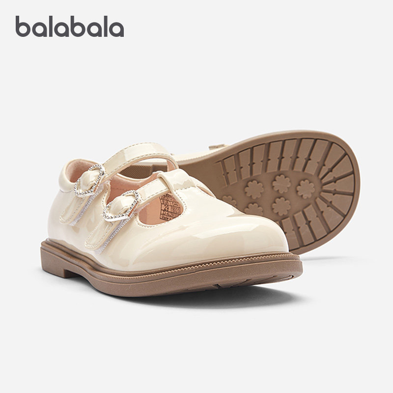 巴拉巴拉童鞋女童公主鞋2025新款春秋软底表演鞋亮面小皮鞋魔术贴,淘宝优惠券,粉丝福利购,淘宝优惠卷
