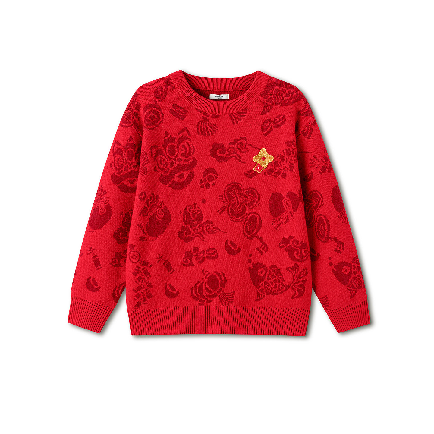 巴拉巴拉男童毛衣女童红色针织衫儿童拜年服马年2026春装新款童装,淘宝优惠券,粉丝福利购,淘宝优惠卷