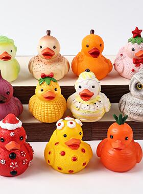 新品圣诞节发光鸭系列树脂工艺品