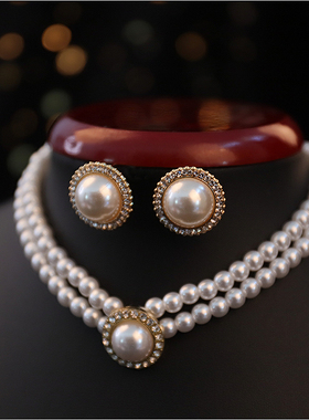 涵汐珍珠圆形颈链女礼服配饰法式