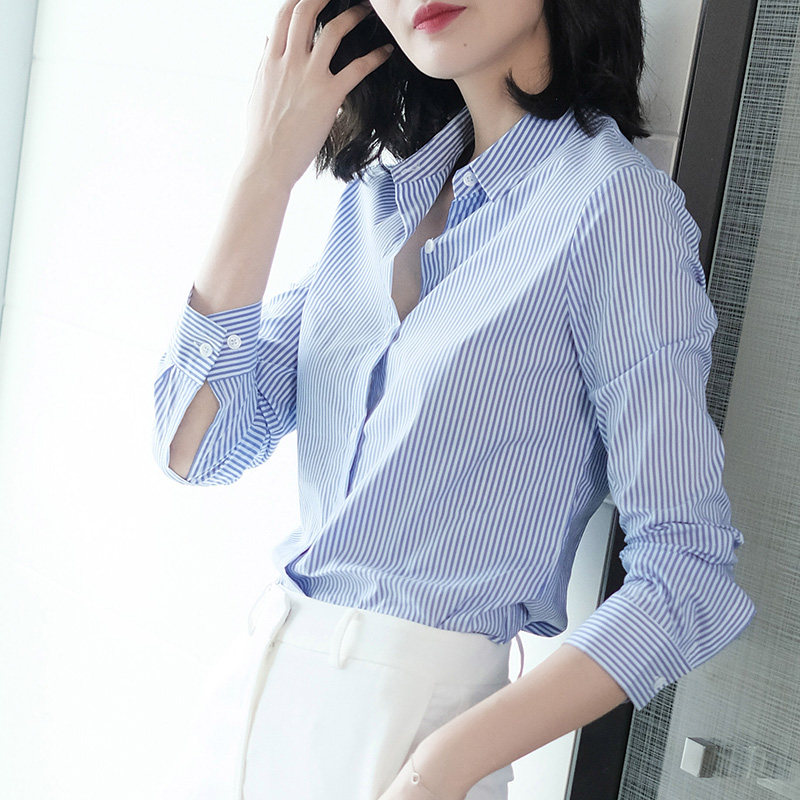 iumi女士蓝白色条纹设计感2020衬衫 iumi衬衫