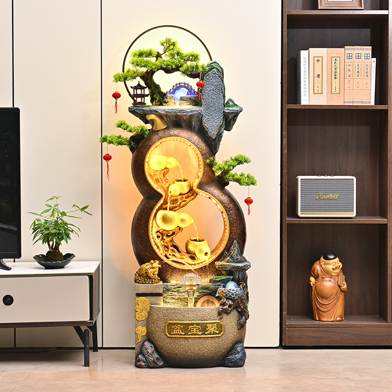 招财葫芦风水轮水景装饰客厅流水摆件循环水电视柜旁乔迁开业礼物 - 图2