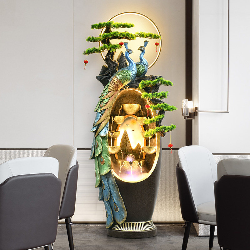 新中式循环流水风水轮水景装饰落地招财摆件客厅电视柜旁乔迁送礼,淘宝优惠券,粉丝福利购,淘宝优惠卷