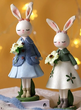 圣诞节礼物可爱小兔子桌面摆件客厅卧室摆设装饰儿童女生生日礼物