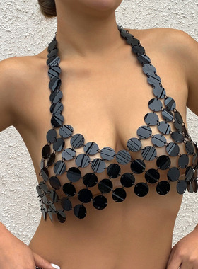 欧美内衣亮片比基尼胸链