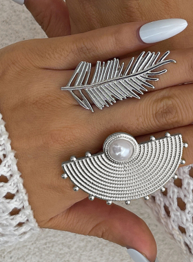 扇形羽毛造型戒指女 2025冬季新潮时尚小众设计创意拍照搭配指环