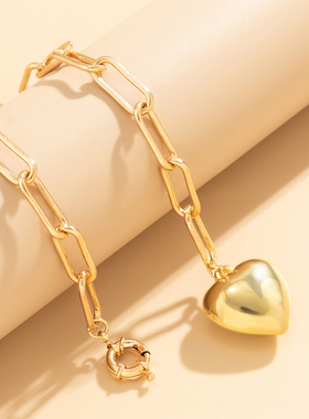 桃心吊坠弹簧扣金属项链