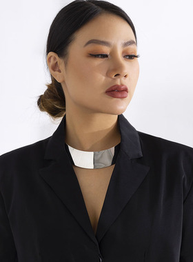 宽版光面金属项圈项链