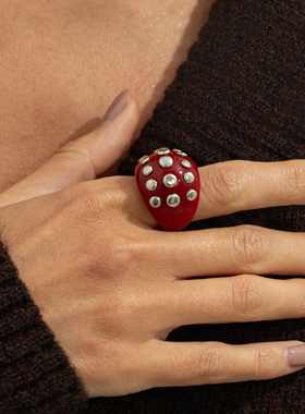 CCB铆钉树脂戒指女 2026春季新潮时尚小众朋克网红气质食指戒饰品