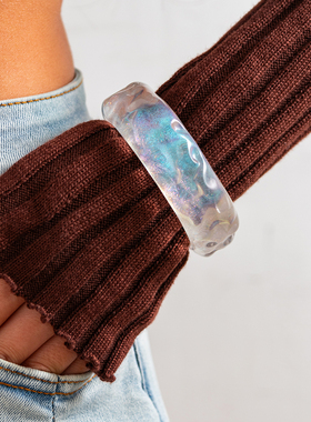 闭环闪粉凹凸圆形手镯女 2025新潮欧美时尚网红气质写真拍照饰品