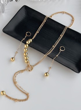 CCB珠子链耳饰项链套装 2025夏季性感时尚个性网红写真拍照饰品