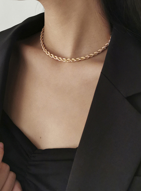 不对称麻花链项链女INS风设计感