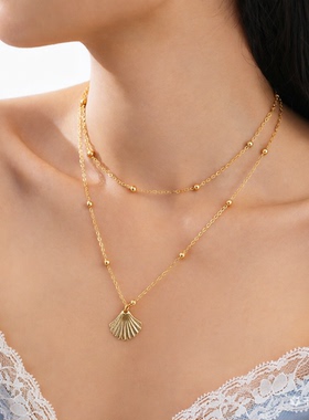 2件套扇贝项链套装 2026春夏新潮时尚海边旅行度假搭配饰品潮