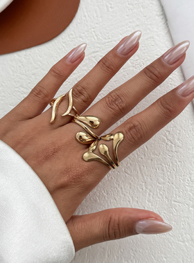 3件套不规则镂空戒指套装 2025夏季时尚个性小众设计网红ins指环