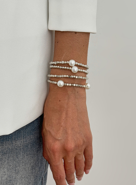 4件套仿珍珠CCB手链套装 欧美新潮时尚小众设计百搭ins风配饰品