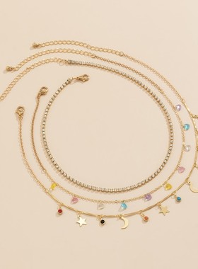 欧美星星月亮手工链项链