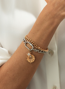 2件套八芒星磨链项链套装 欧美2026春季新款时尚百搭手饰品潮人