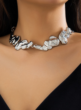 不规则异形金属拼接项链