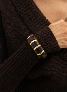 弹力几何圆弧树脂手链女2026新潮夸张嘻哈时尚模特舞台走秀配饰品