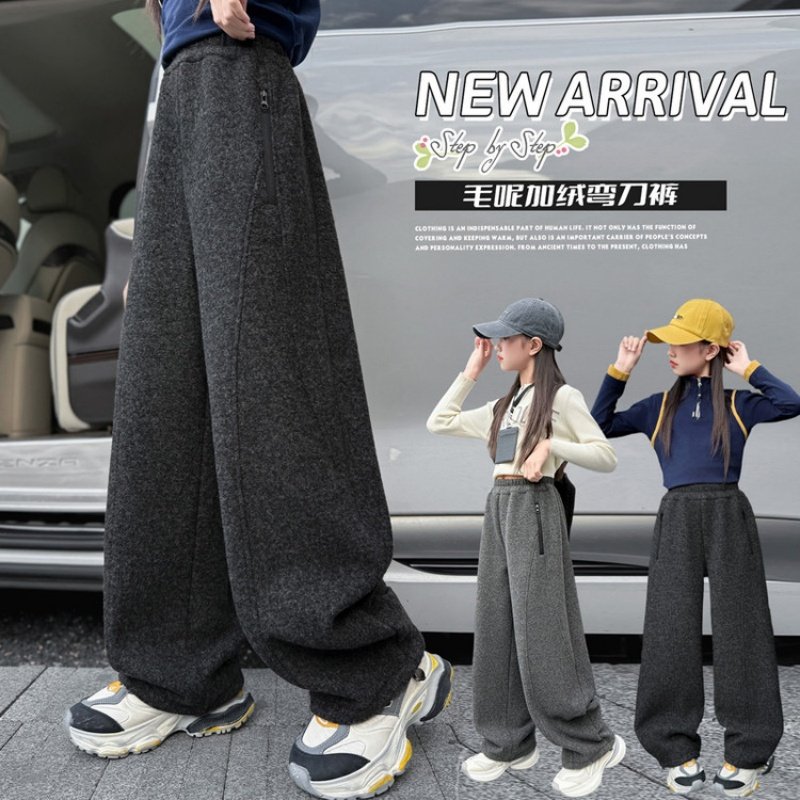 女童裤子2025新款冬季加厚加绒巨好看时尚高级感女孩子保暖毛呢裤,淘宝优惠券,粉丝福利购,淘宝优惠卷