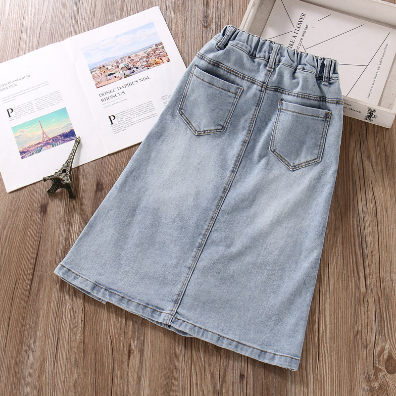 女童牛仔半身裙长款夏季国风过膝长裙薄款时尚洋气中大童包臀裙子,淘宝优惠券,粉丝福利购,淘宝优惠卷