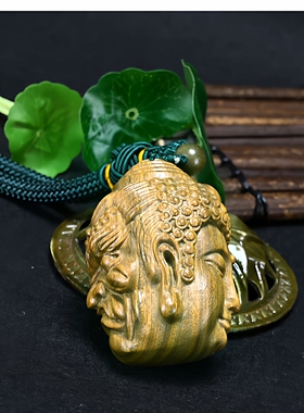 绿檀木木雕工艺品佛魔一念之间