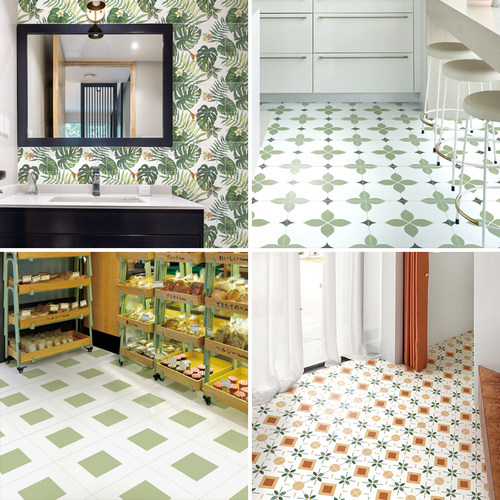 北欧小花砖400卫生间花砖彩色阳台拼花地板砖小清新黑白厨房花片 - 图2