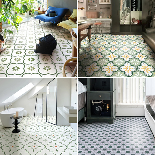 北欧小花砖400卫生间花砖彩色阳台拼花地板砖小清新黑白厨房花片 - 图1