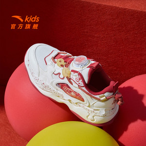 棉花糖新年红色安踏儿童板鞋女童鞋2026春季新款软弹潮流滑板鞋