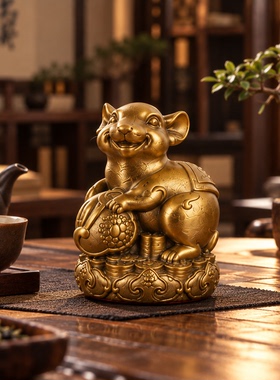 纯黄铜十二生肖摆件牛虎兔龙蛇马羊猴鸡狗猪吉祥物客厅办公工艺品