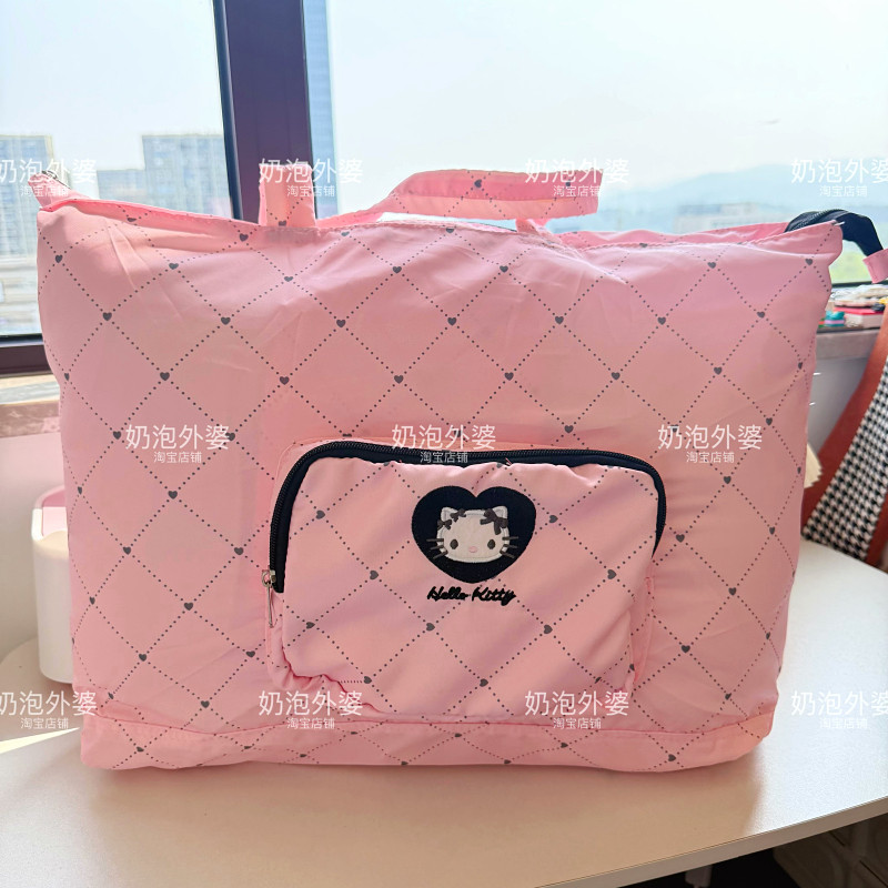 ins日系新款猫咪折叠购物袋大容量拉杆旅行袋卡通可爱行李收纳包,淘宝优惠券,粉丝福利购,淘宝优惠卷