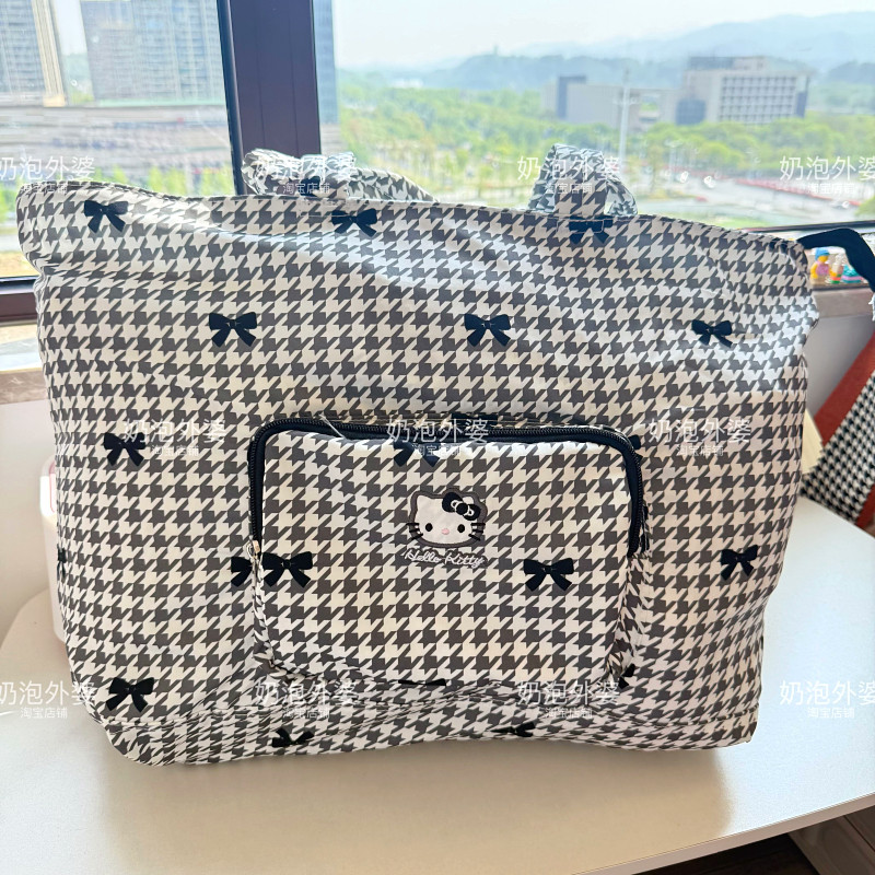 ins日系新款猫咪折叠购物袋大容量拉杆旅行袋卡通可爱行李收纳包,淘宝优惠券,粉丝福利购,淘宝优惠卷