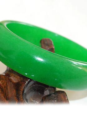 天然马来玉手镯 满绿翡翠色玉镯 女款马来玉手镯