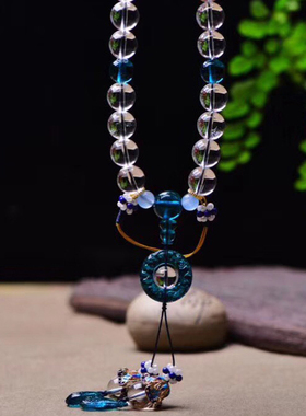 清宫十八子蓝色琉璃平安扣手链