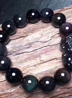 天然黑曜石貔貅手链