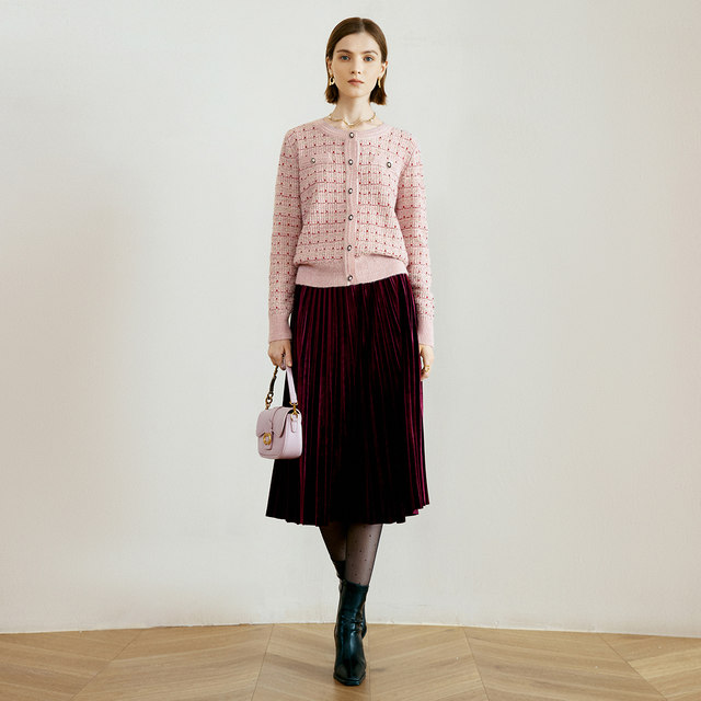 Yanyu retro simple pleated skirt velvet skirt