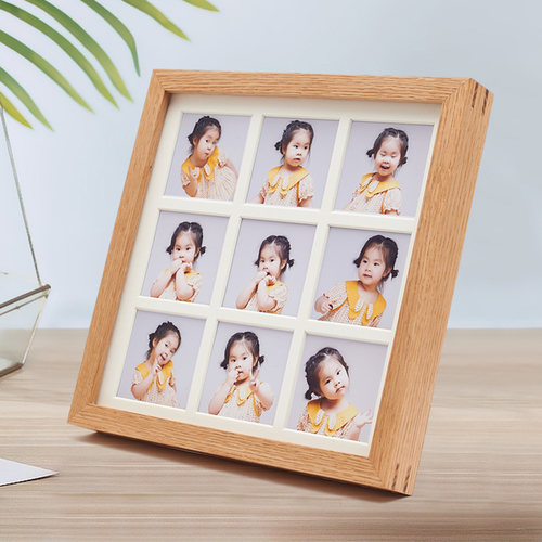 九宫格实木相框黑胡桃木榫卯组合摆台结婚照挂墙画框艺术照片装裱 - 图1