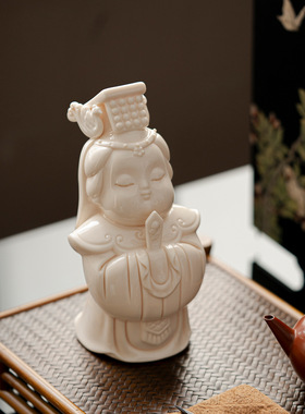 德化白瓷妈祖神像摆件中式家居家用供奉天后娘娘桌面装饰文创礼品