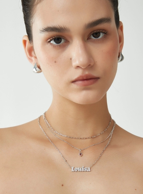 细竹节链款定制专属满钻名字项链